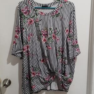 2xl striped with floral blouse